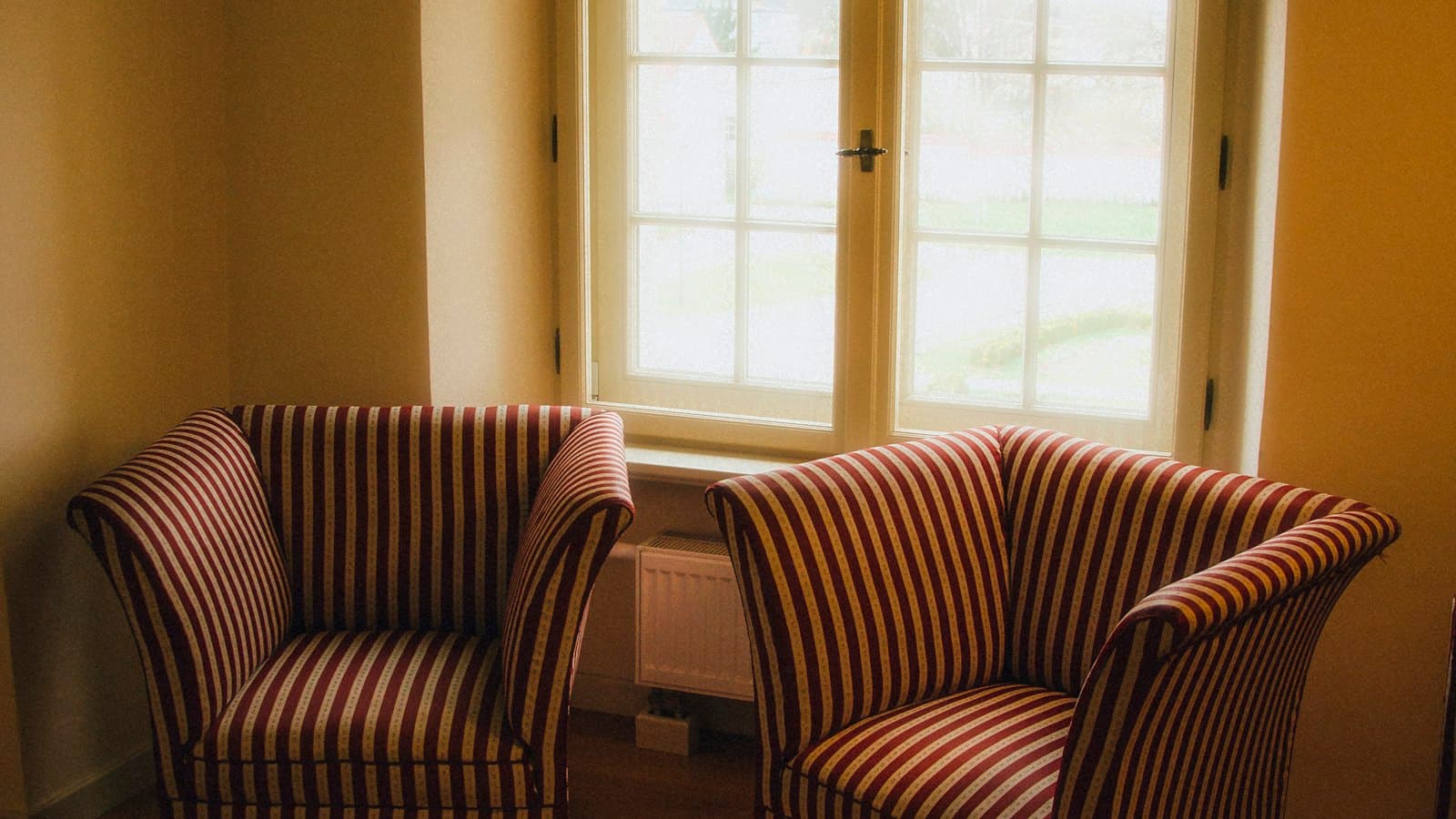 Dos sillones tapizados frente a una ventana con luz natural